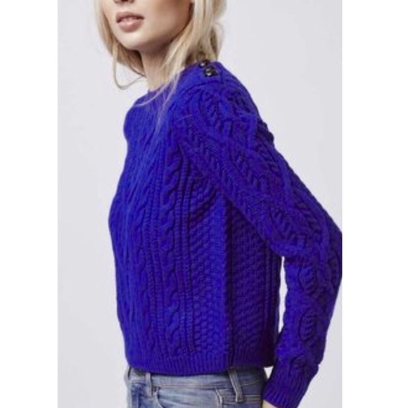 Topshop Sweaters - {Topshop} Blue Cropped Cable Knit Sweater